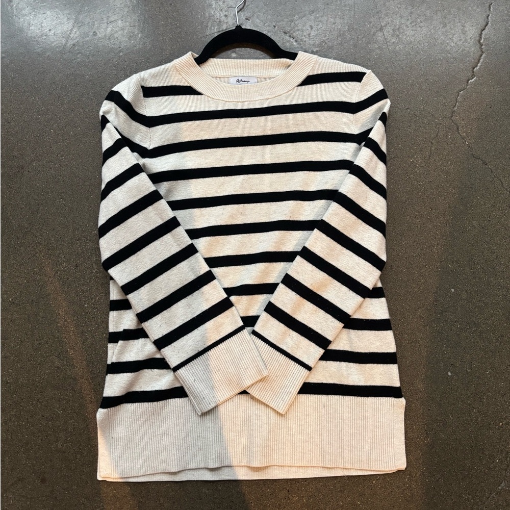 Reitmans Striped Black and Cream Women's Sweater